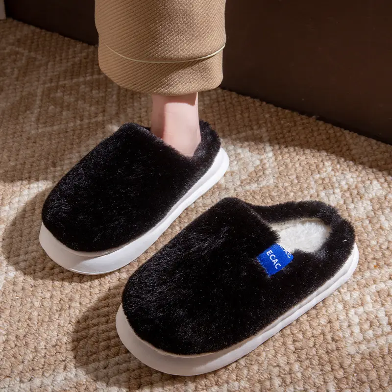 Men's Women's Winter Cotton Slippers White Soft - Image 2