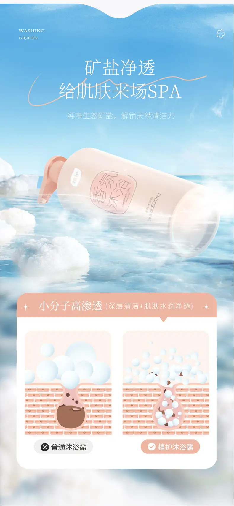 Plant Care Shower Gel 2 Bottles Camellia Fragrance Shower Gel Cleansing Men and Women Refreshing Household Wholesale — feature 8