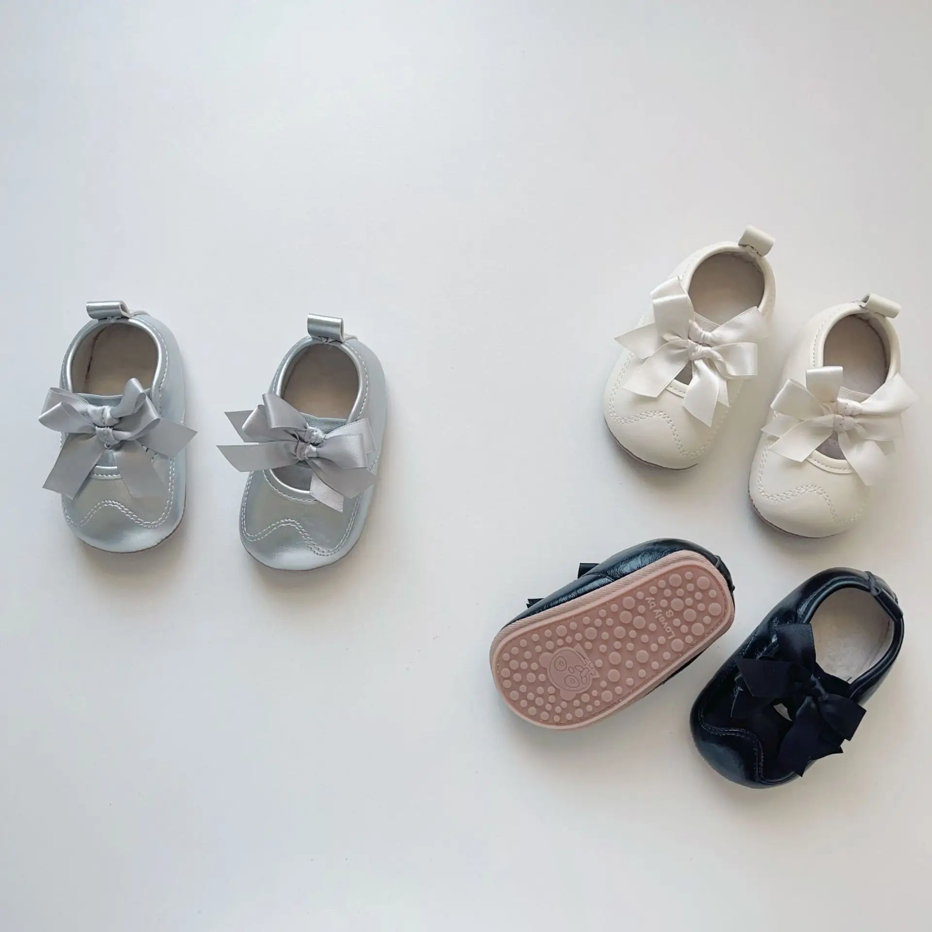 Winter Bowknot Baby Shoes Silver Warm Rubber Sole — feature 22