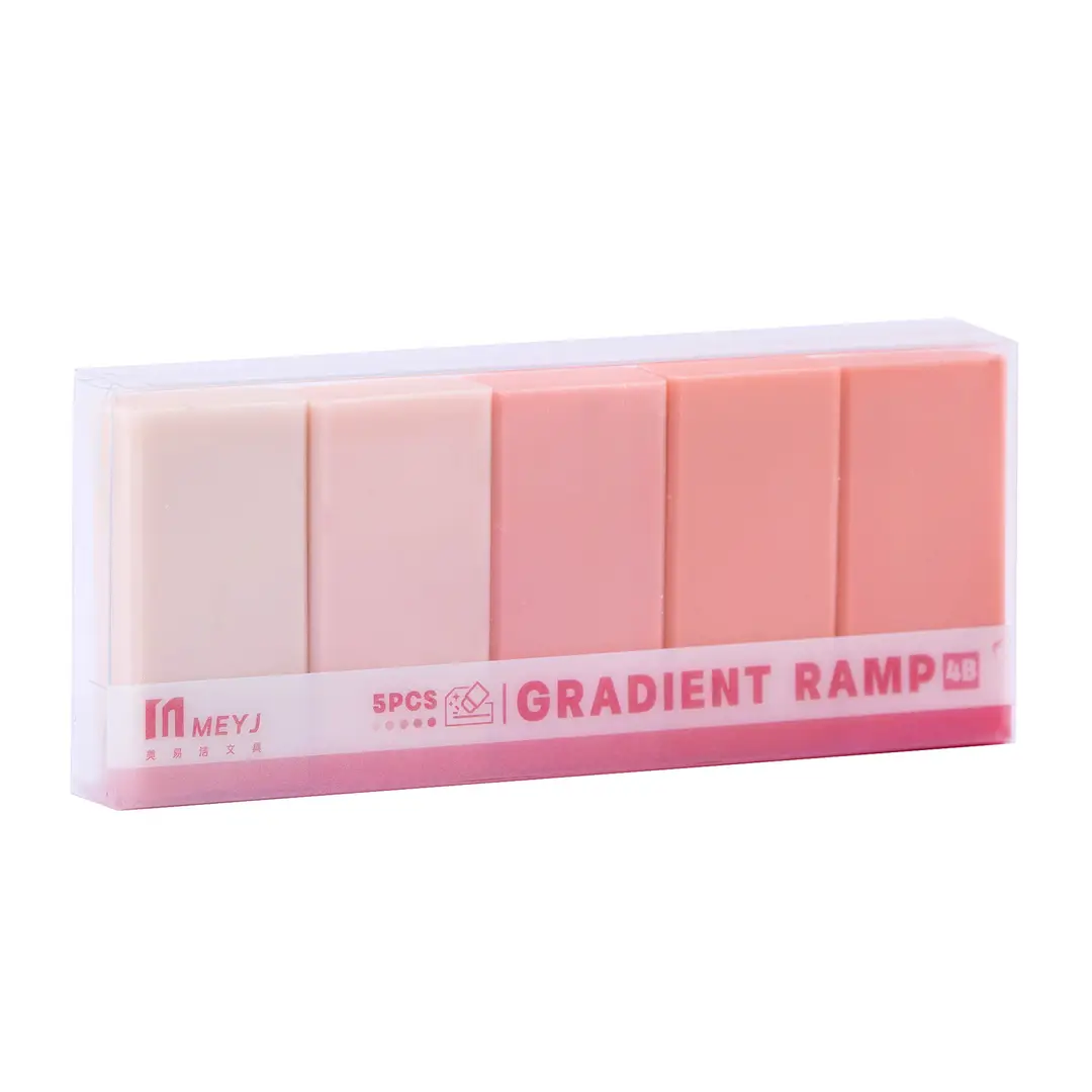 Gradient Color 4B Eraser Set for Students with Good Looks, Clean and Less Crumbs Pencil Eraser Macaron Boxed Eraser