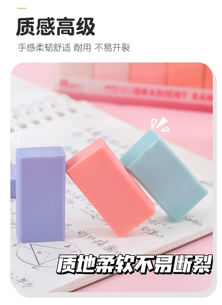 Gradient Color 4B Eraser Set for Students with Good Looks, Clean and Less Crumbs Pencil Eraser Macaron Boxed Eraser — feature 6