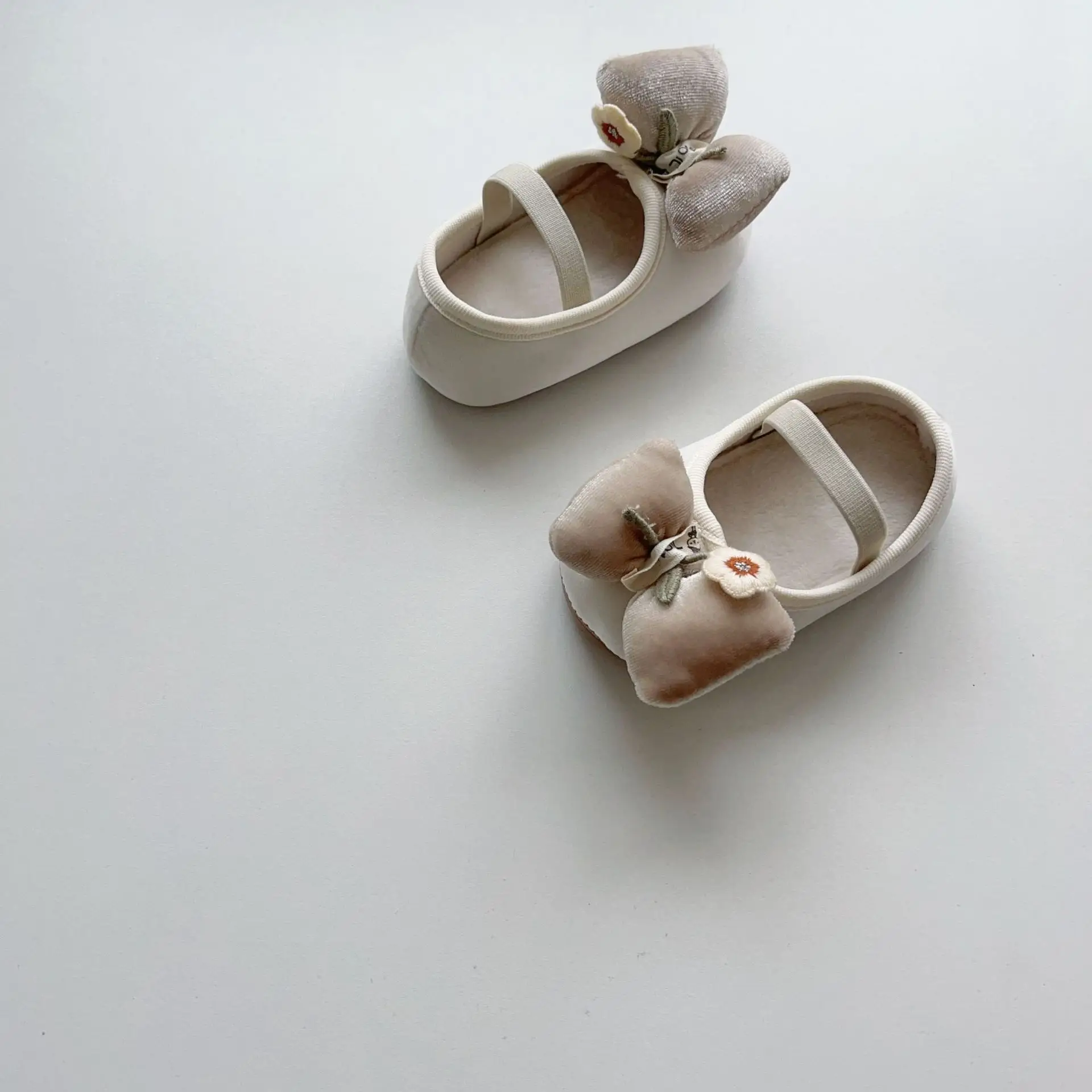 Winter Korean Bubble Bow Baby Shoes Fleece Lined Small