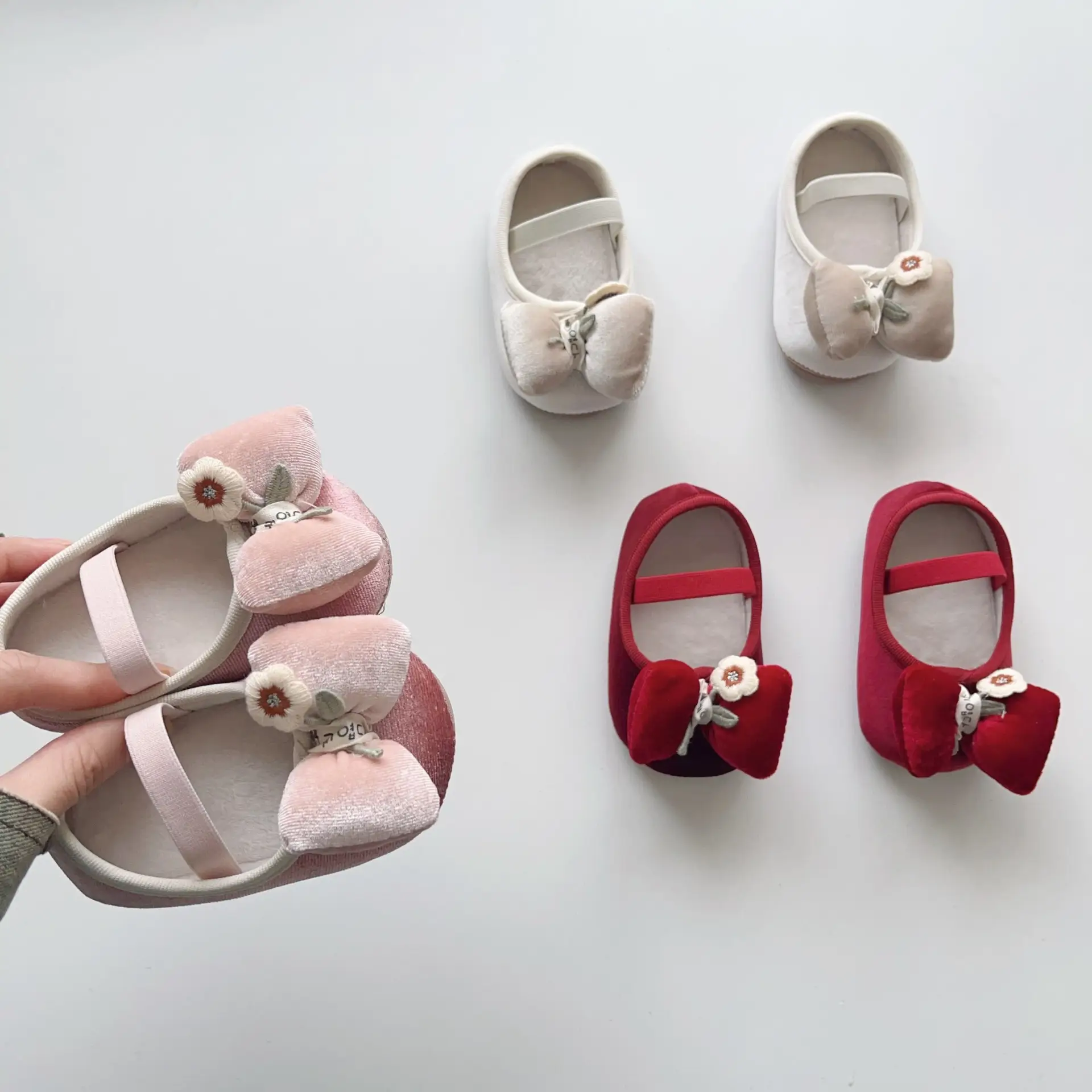 Winter Korean Bubble Bow Baby Shoes Fleece Lined Small — feature 2