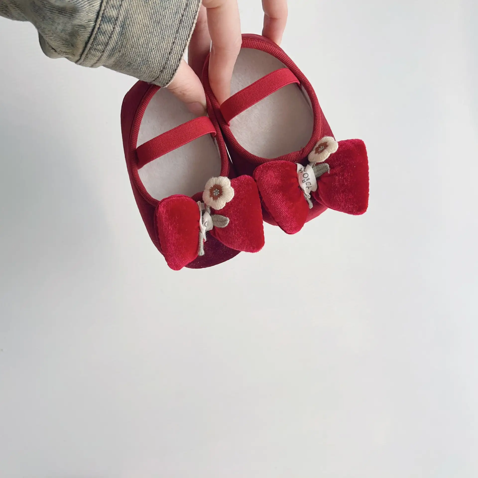 Winter Korean Bubble Bow Baby Shoes Fleece Lined Small