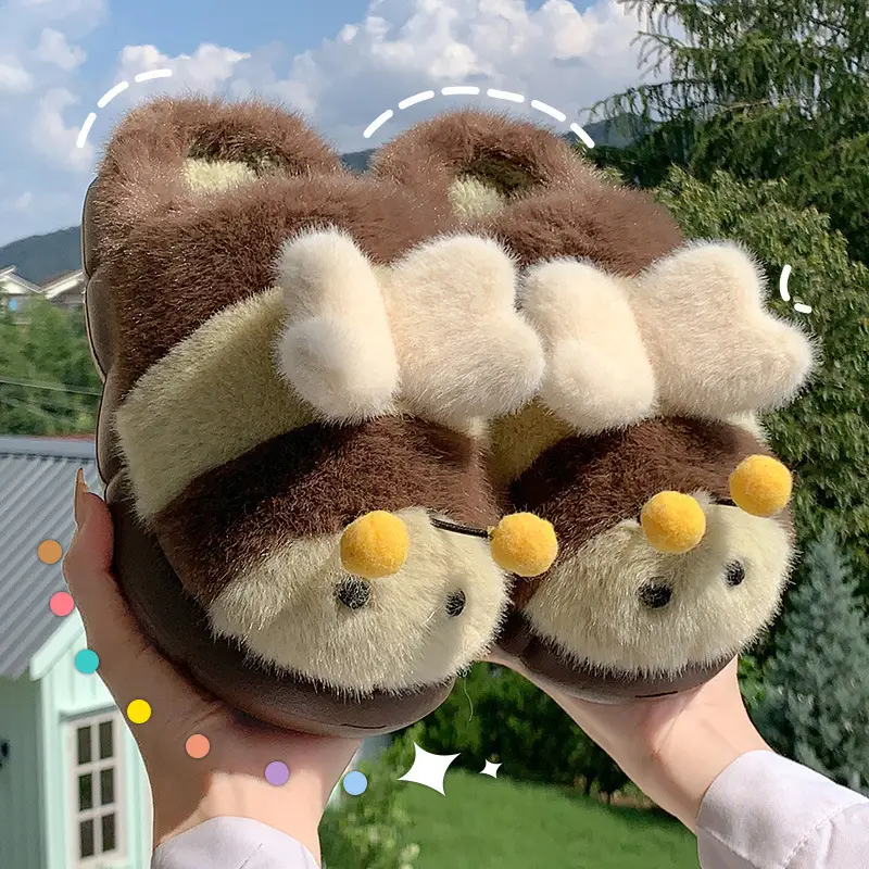 Cute Furry Women's Slippers Brown 2025 - Image 3