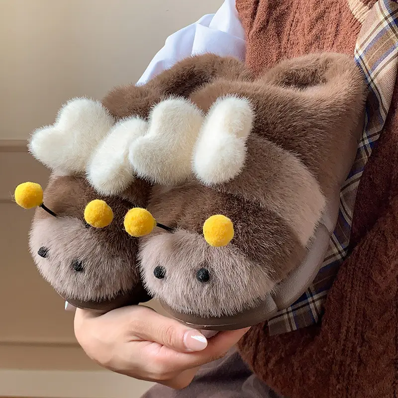 Cute Furry Women's Slippers Brown 2025 - Image 4