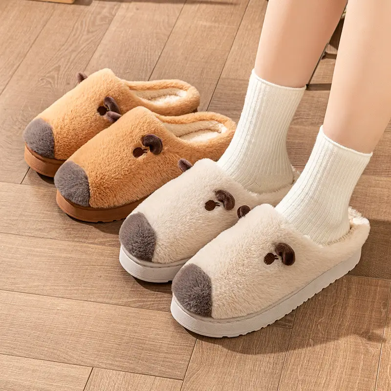 Women Warm Plush Cotton Slippers Autumn Winter Indoor Non-Slip - Image 4