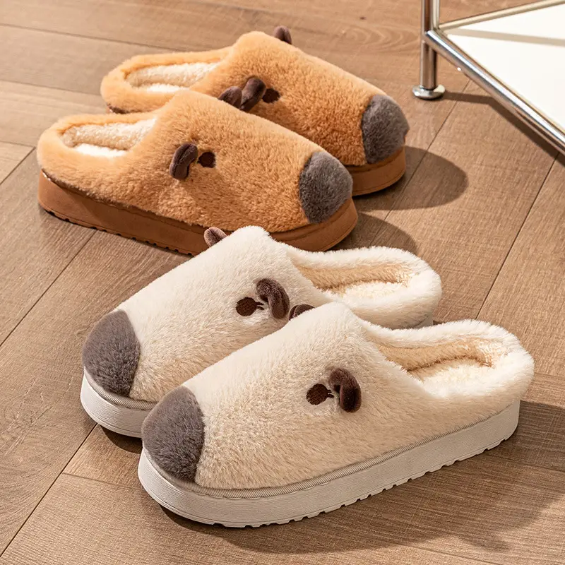 Women Warm Plush Cotton Slippers Autumn Winter Indoor Non-Slip - Image 5