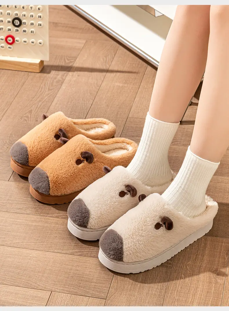 Women Warm Plush Cotton Slippers Autumn Winter Indoor Non-Slip — feature 12