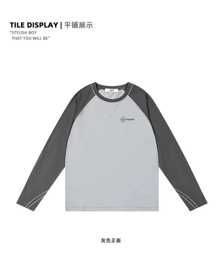 Kids Raglan Sleeve T-Shirt Dark Grey Spring Cotton — feature 7