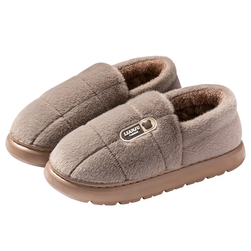 Men's Large Size Cotton Slippers with Heel 25 Autumn and Winter Non-Slip Outer Wear Indoor Home Thick-Soled Plush Warm Cotton Slippers for Men - Image 18
