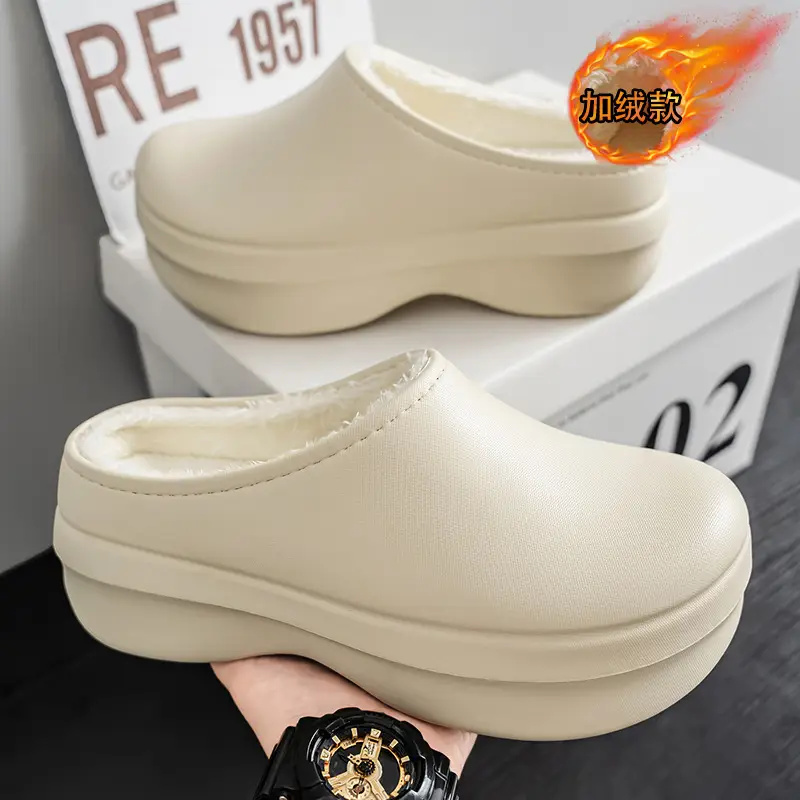 Baotou Cotton Slippers Men's Autumn and Winter New Outdoor Waterproof, Anti-Fouling, Oil-Proof, Warm and Velvet Outer Wear Heightening Couple Slippers - Image 4