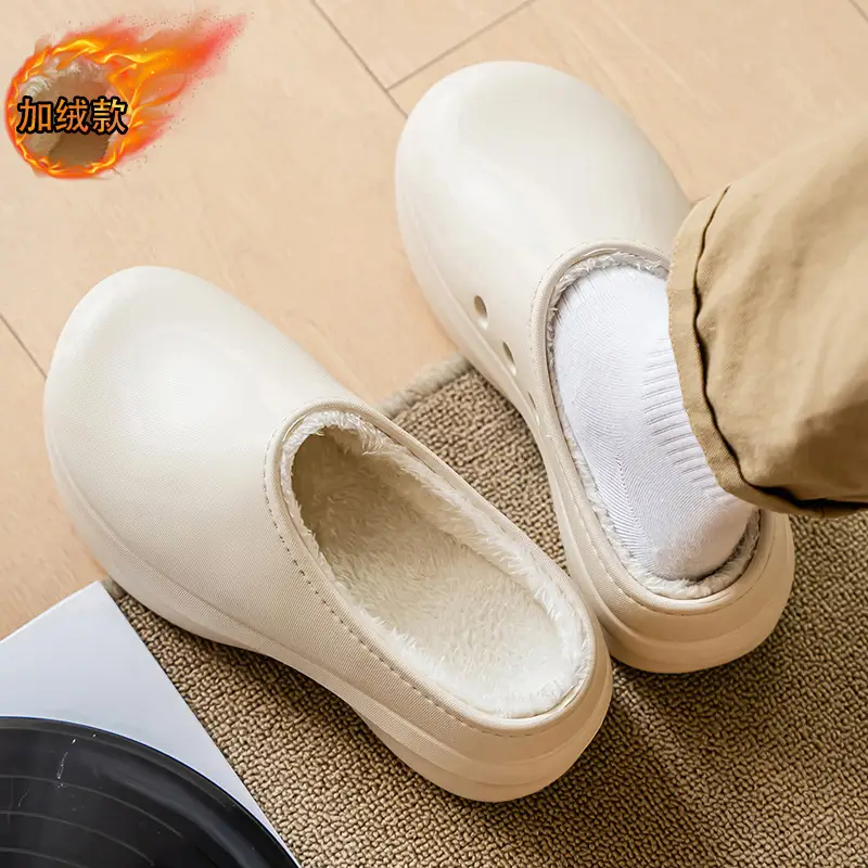Baotou Cotton Slippers Men's Autumn and Winter New Outdoor Waterproof, Anti-Fouling, Oil-Proof, Warm and Velvet Outer Wear Heightening Couple Slippers - Image 5