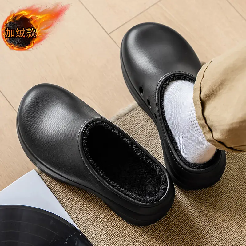 Baotou Cotton Slippers Men's Autumn and Winter New Outdoor Waterproof, Anti-Fouling, Oil-Proof, Warm and Velvet Outer Wear Heightening Couple Slippers - Image 6
