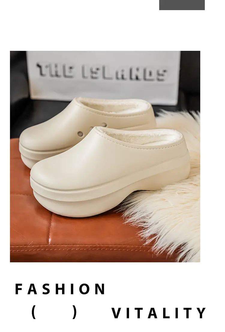 Baotou Cotton Slippers Men's Autumn and Winter New Outdoor Waterproof, Anti-Fouling, Oil-Proof, Warm and Velvet Outer Wear Heightening Couple Slippers — feature 10