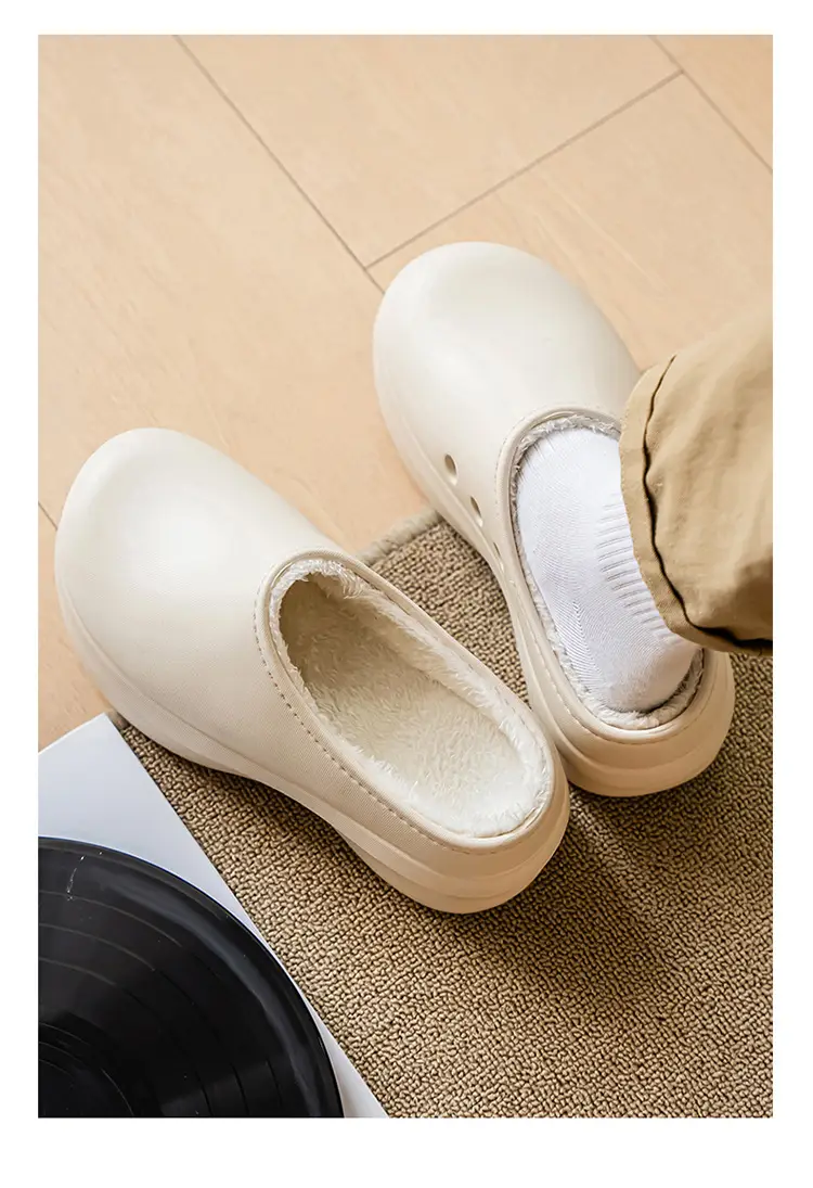 Baotou Cotton Slippers Men's Autumn and Winter New Outdoor Waterproof, Anti-Fouling, Oil-Proof, Warm and Velvet Outer Wear Heightening Couple Slippers — feature 11