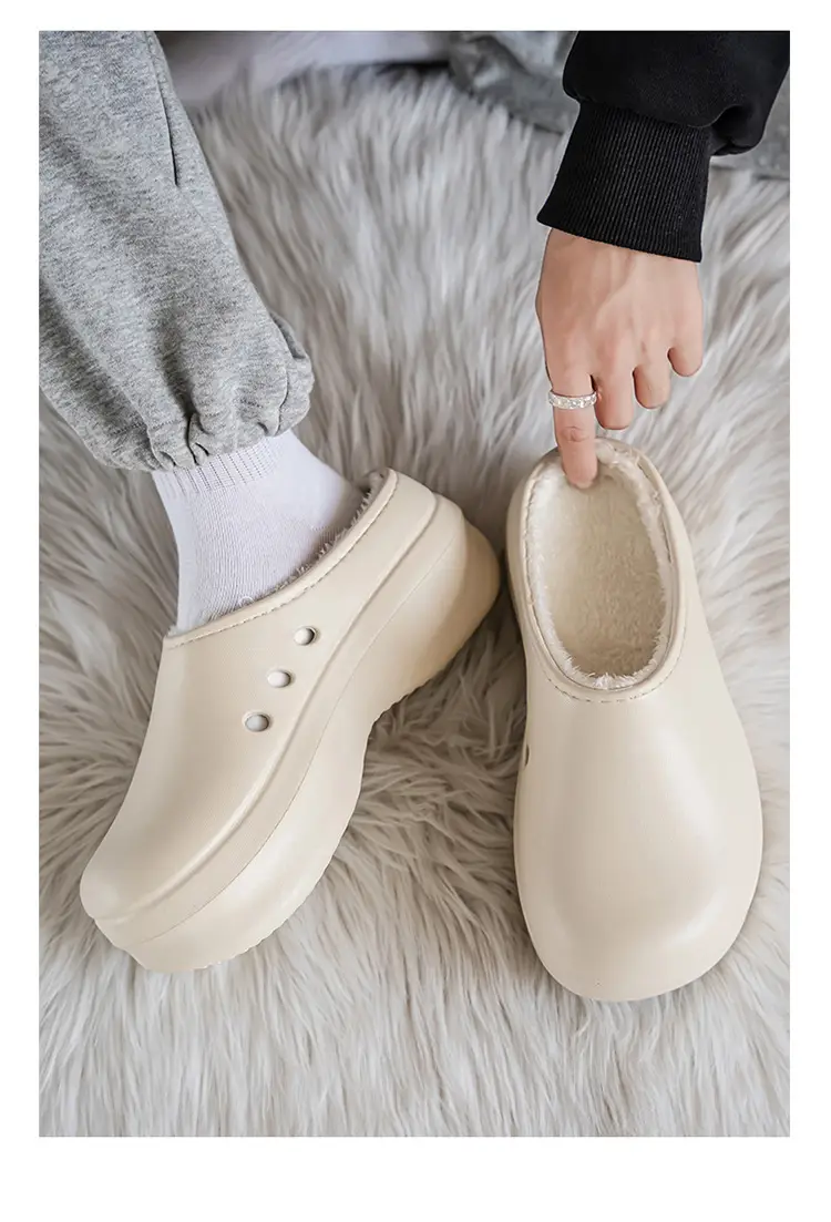 Baotou Cotton Slippers Men's Autumn and Winter New Outdoor Waterproof, Anti-Fouling, Oil-Proof, Warm and Velvet Outer Wear Heightening Couple Slippers — feature 12