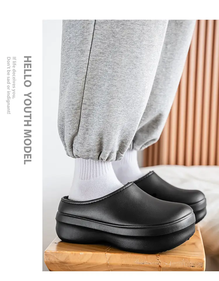 Baotou Cotton Slippers Men's Autumn and Winter New Outdoor Waterproof, Anti-Fouling, Oil-Proof, Warm and Velvet Outer Wear Heightening Couple Slippers — feature 14