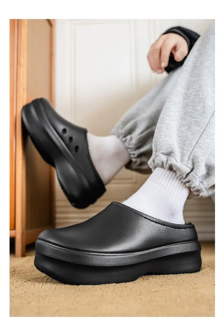 Baotou Cotton Slippers Men's Autumn and Winter New Outdoor Waterproof, Anti-Fouling, Oil-Proof, Warm and Velvet Outer Wear Heightening Couple Slippers — feature 15
