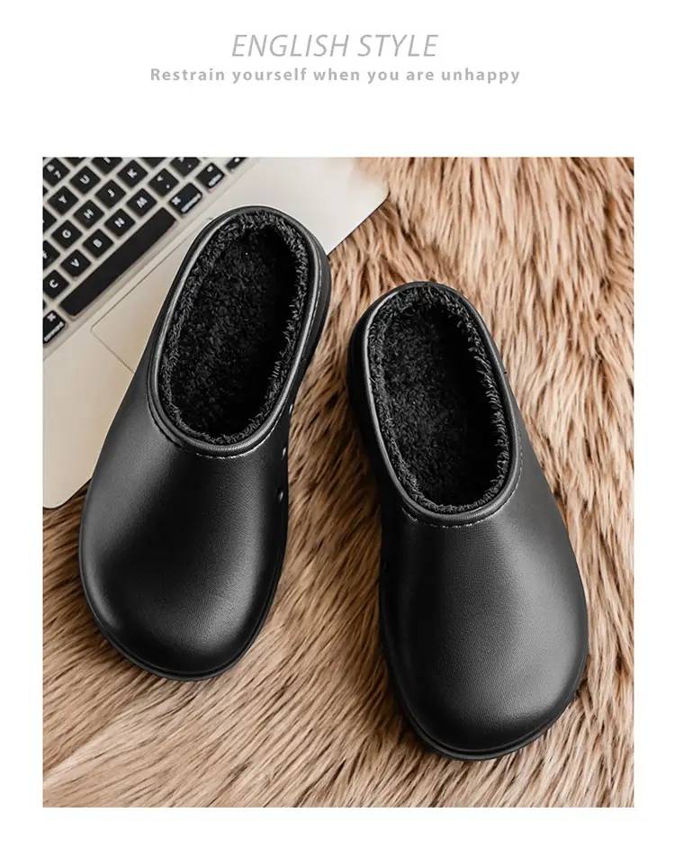 Baotou Cotton Slippers Men's Autumn and Winter New Outdoor Waterproof, Anti-Fouling, Oil-Proof, Warm and Velvet Outer Wear Heightening Couple Slippers — feature 16