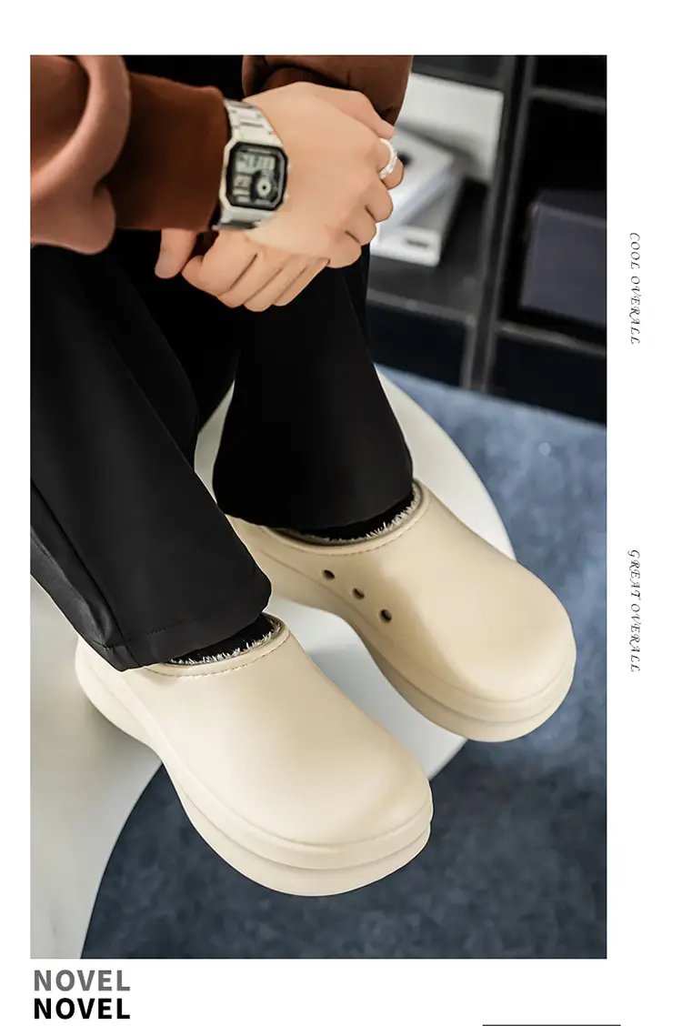 Baotou Cotton Slippers Men's Autumn and Winter New Outdoor Waterproof, Anti-Fouling, Oil-Proof, Warm and Velvet Outer Wear Heightening Couple Slippers — feature 9