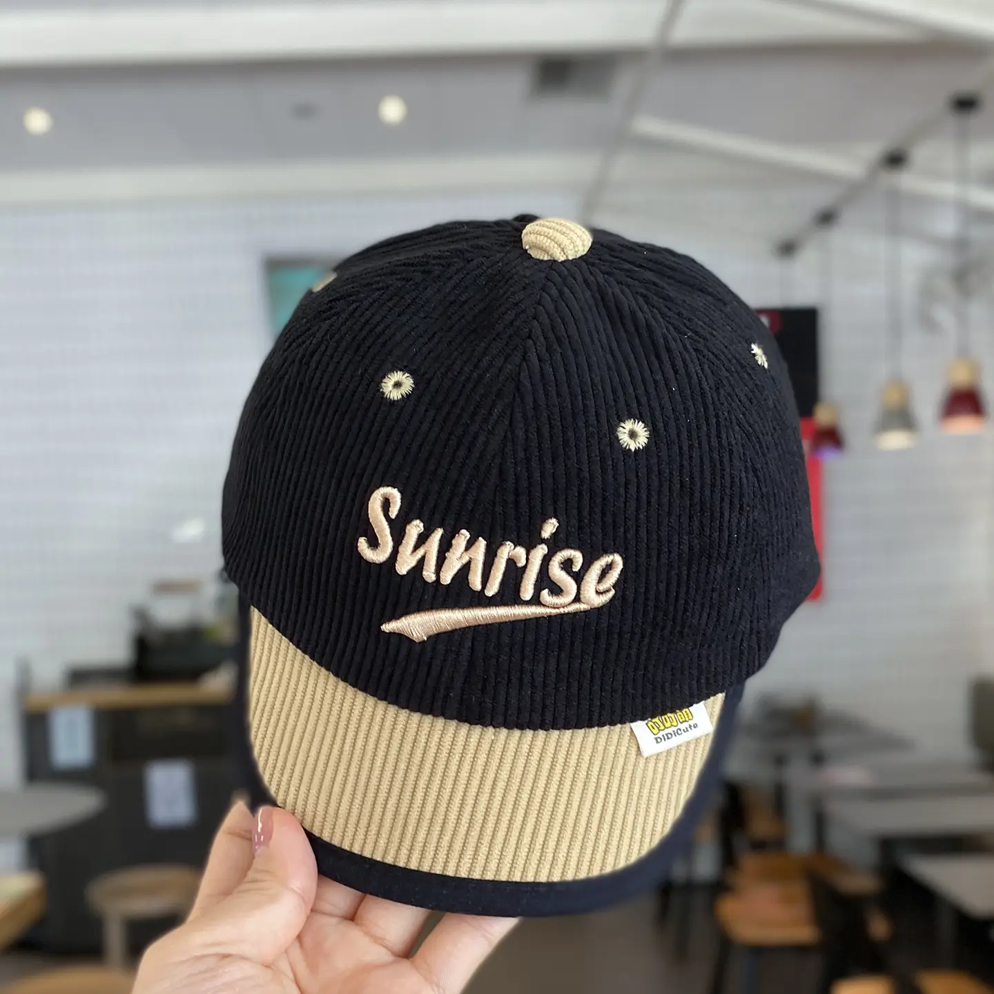 Children's Sunrise Beige Knitted Cap with Letter Design - Image 2