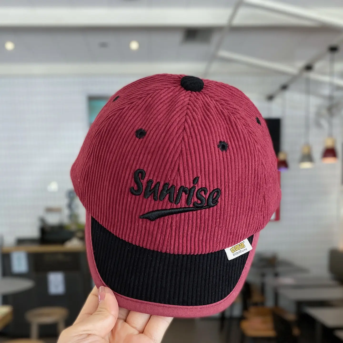 Children's Sunrise Beige Knitted Cap with Letter Design - Image 4