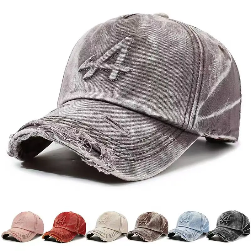 Unisex Distressed Grey Cap with Letter Embroidery - Image 6