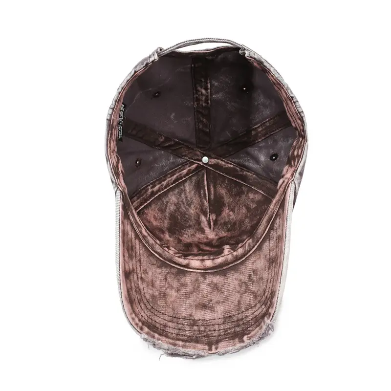 Unisex Distressed Grey Cap with Letter Embroidery - Image 9