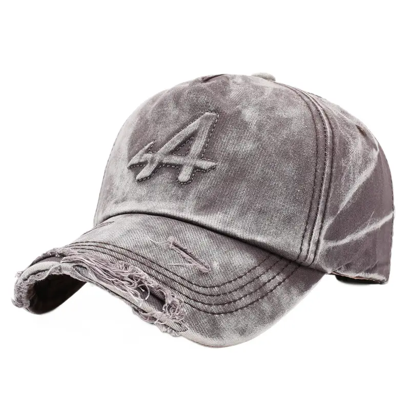Unisex Distressed Grey Cap with Letter Embroidery - Image 10