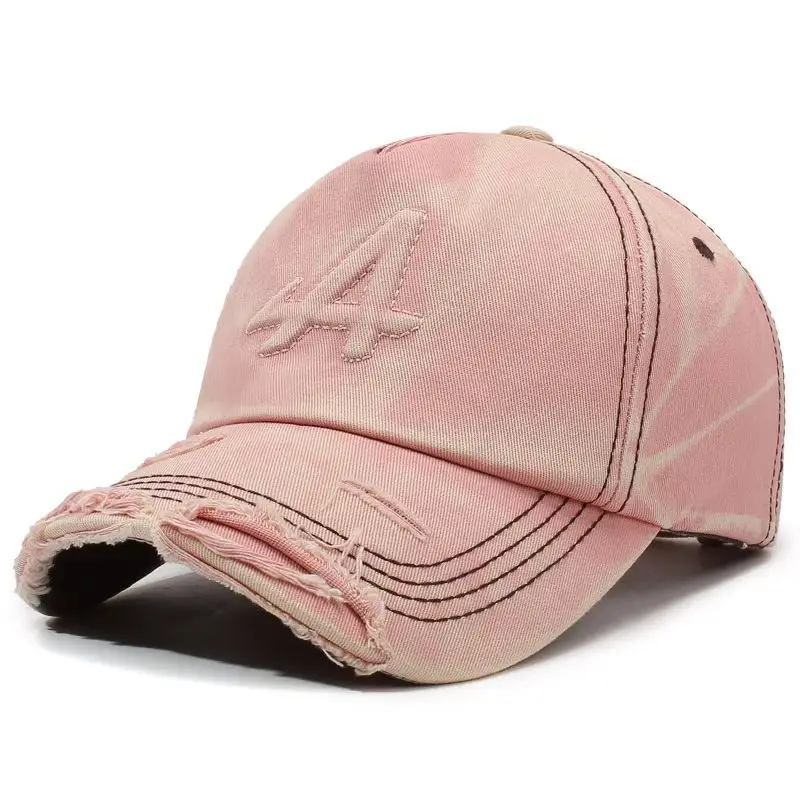 Unisex Distressed Grey Cap with Letter Embroidery - Image 4