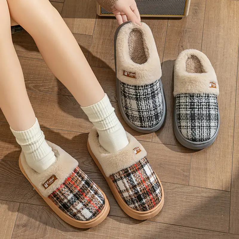 Thick-Soled Cotton Slippers for Women Autumn and Winter 2025 New Indoor Home Household Warm Plush Couple Cotton Slippers for Men - Image 6