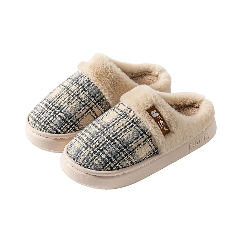 Thick-Soled Cotton Slippers for Women Autumn and Winter 2025 New Indoor Home Household Warm Plush Couple Cotton Slippers for Men - Image 9