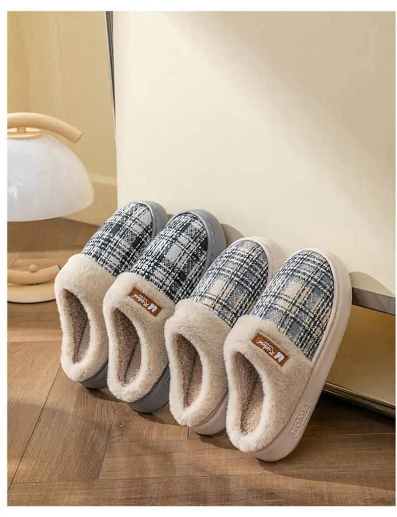 Thick-Soled Cotton Slippers for Women Autumn and Winter 2025 New Indoor Home Household Warm Plush Couple Cotton Slippers for Men — feature 10
