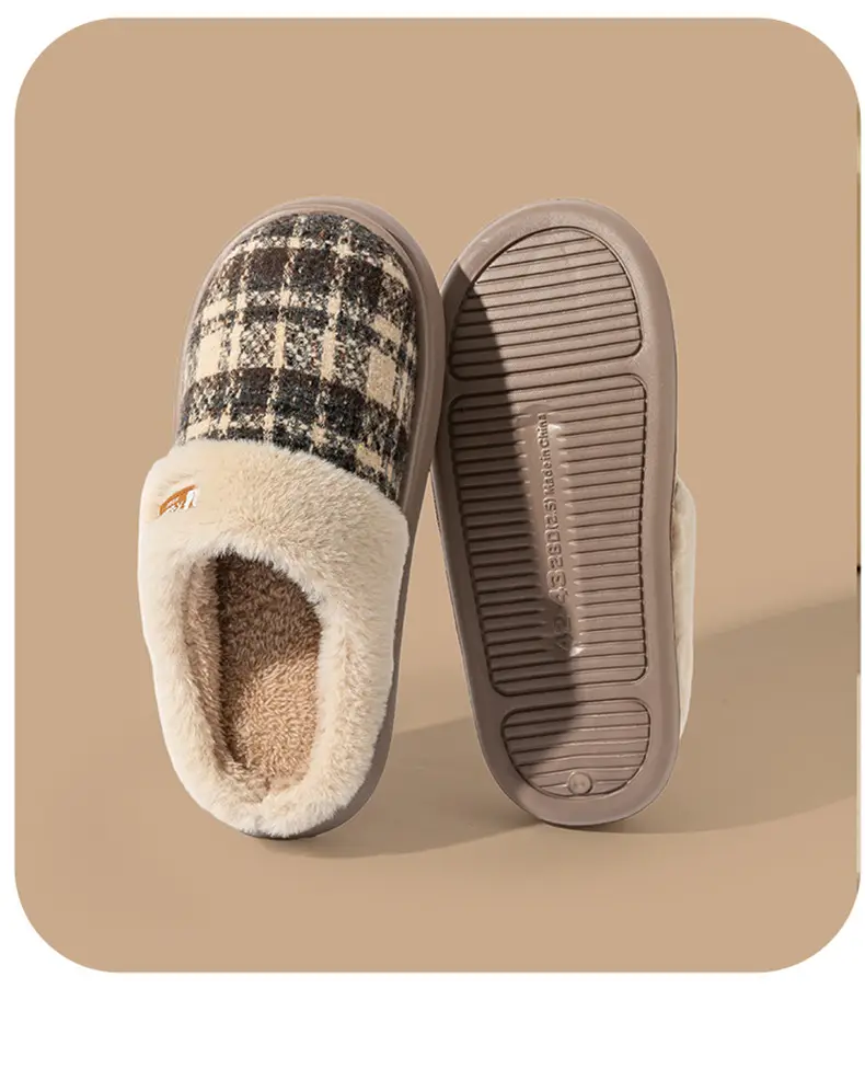 Thick-Soled Cotton Slippers for Women Autumn and Winter 2025 New Indoor Home Household Warm Plush Couple Cotton Slippers for Men — feature 14