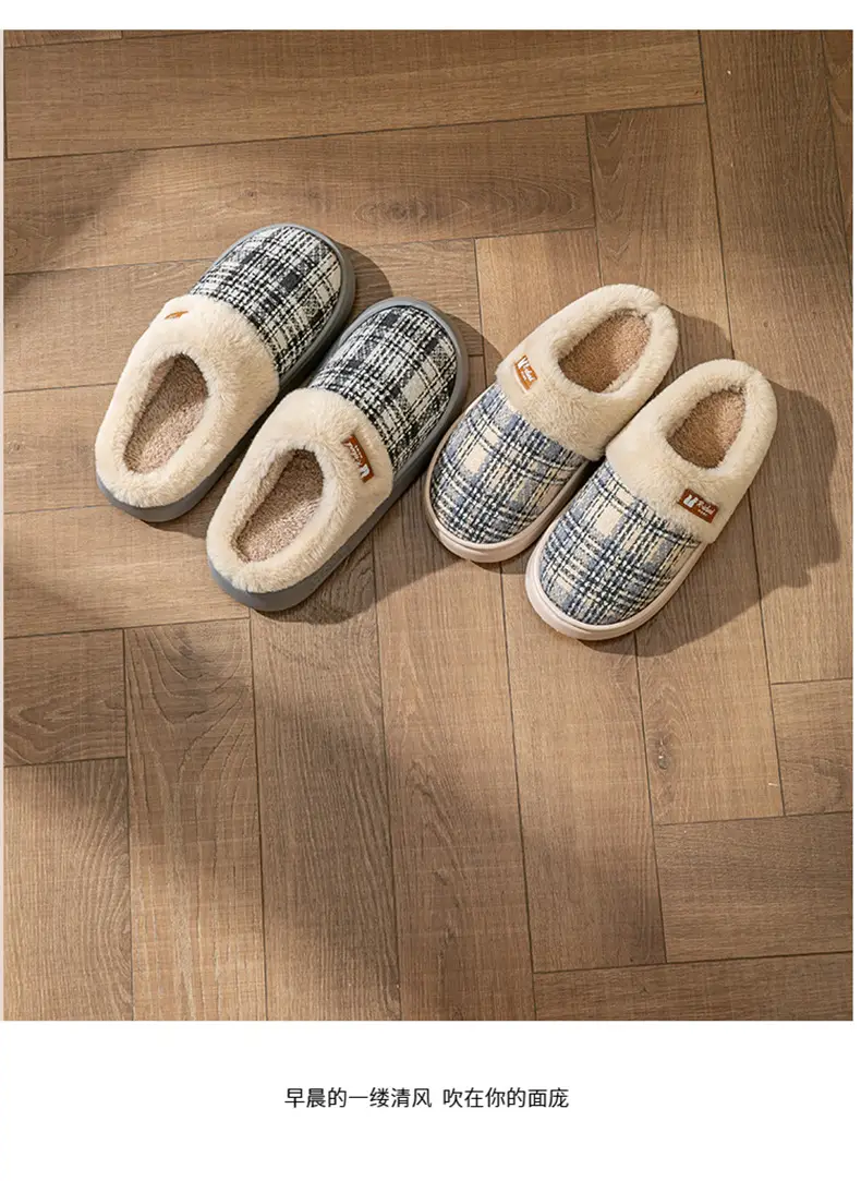 Thick-Soled Cotton Slippers for Women Autumn and Winter 2025 New Indoor Home Household Warm Plush Couple Cotton Slippers for Men — feature 8