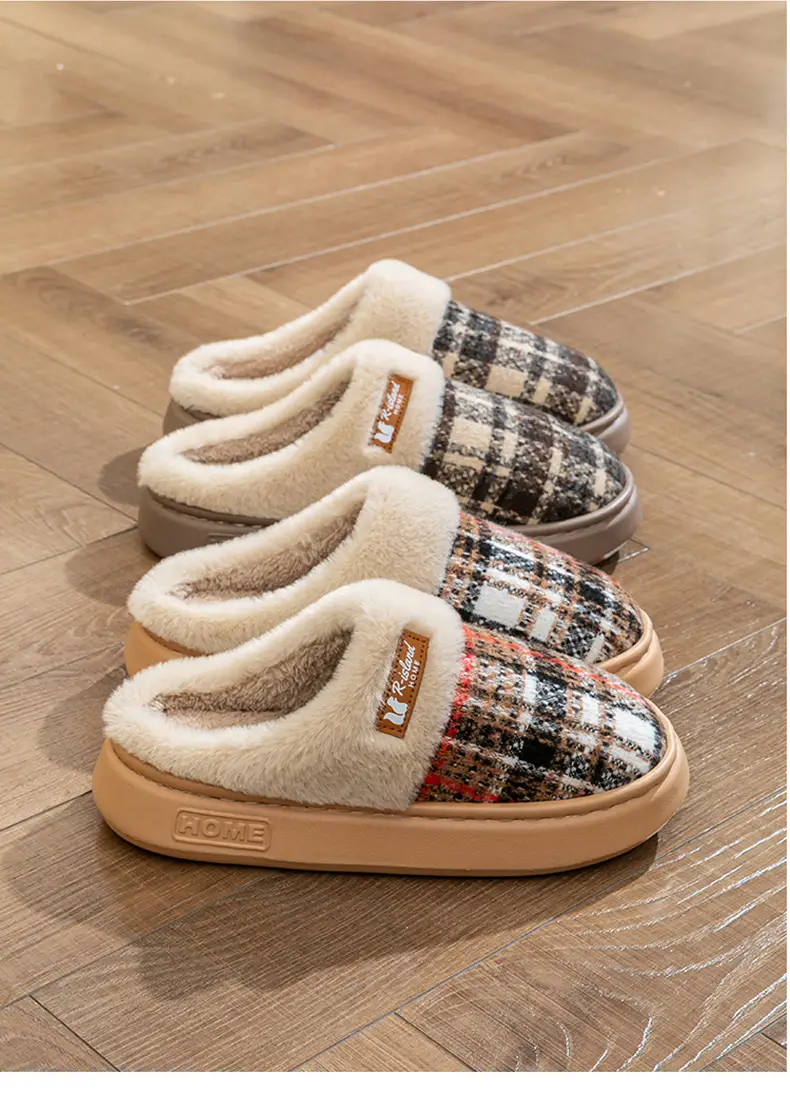 Thick-Soled Cotton Slippers for Women Autumn and Winter 2025 New Indoor Home Household Warm Plush Couple Cotton Slippers for Men — feature 9