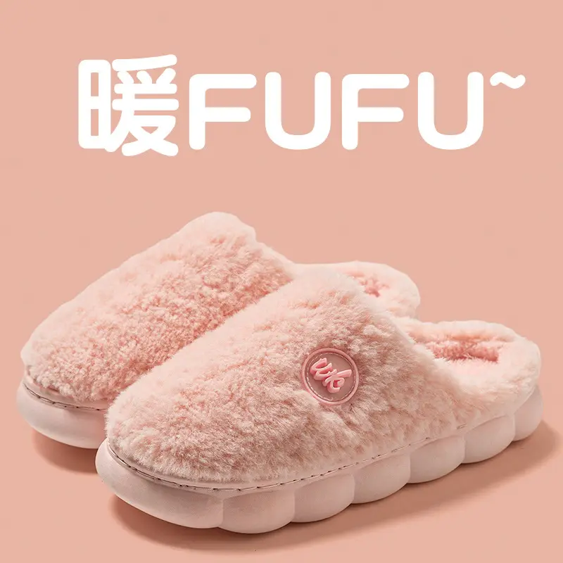 Furry Cotton Slippers Women Winter Warm Gray - Image 6