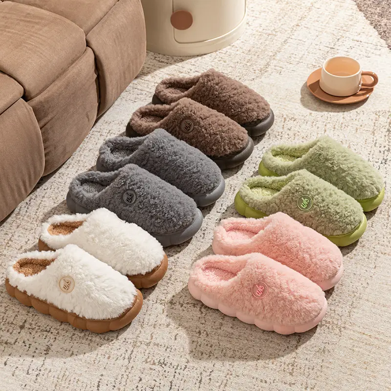 Furry Cotton Slippers Women Winter Warm Gray - Image 8