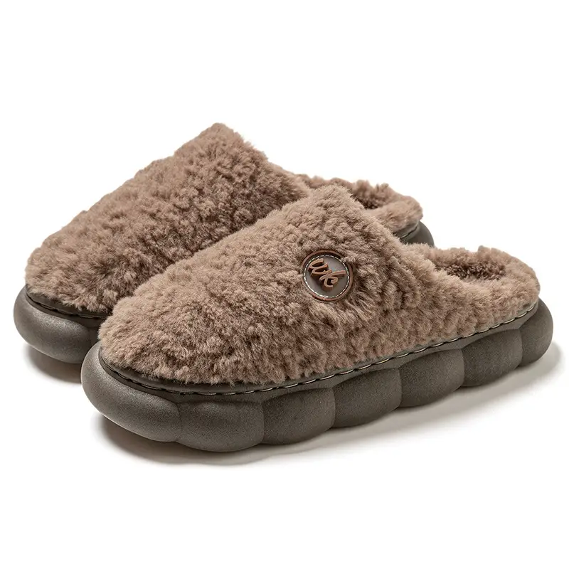 Furry Cotton Slippers Women Winter Warm Gray - Image 5