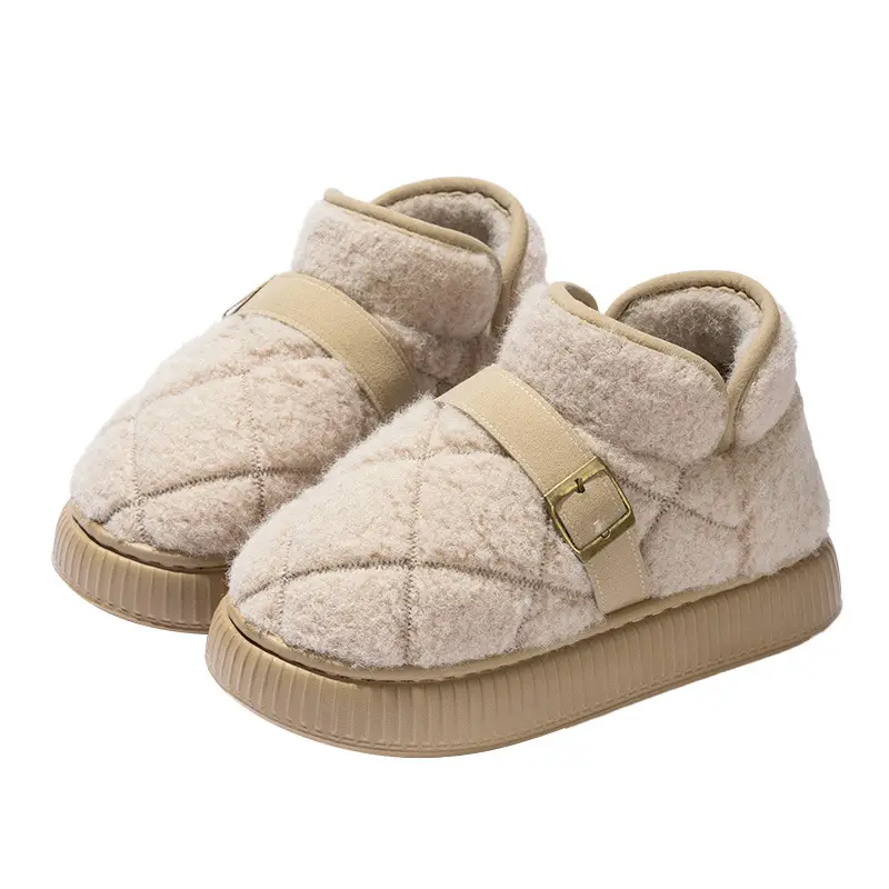 Women Warm Plush Fleece Lined Mules Shoes Brown - Image 2