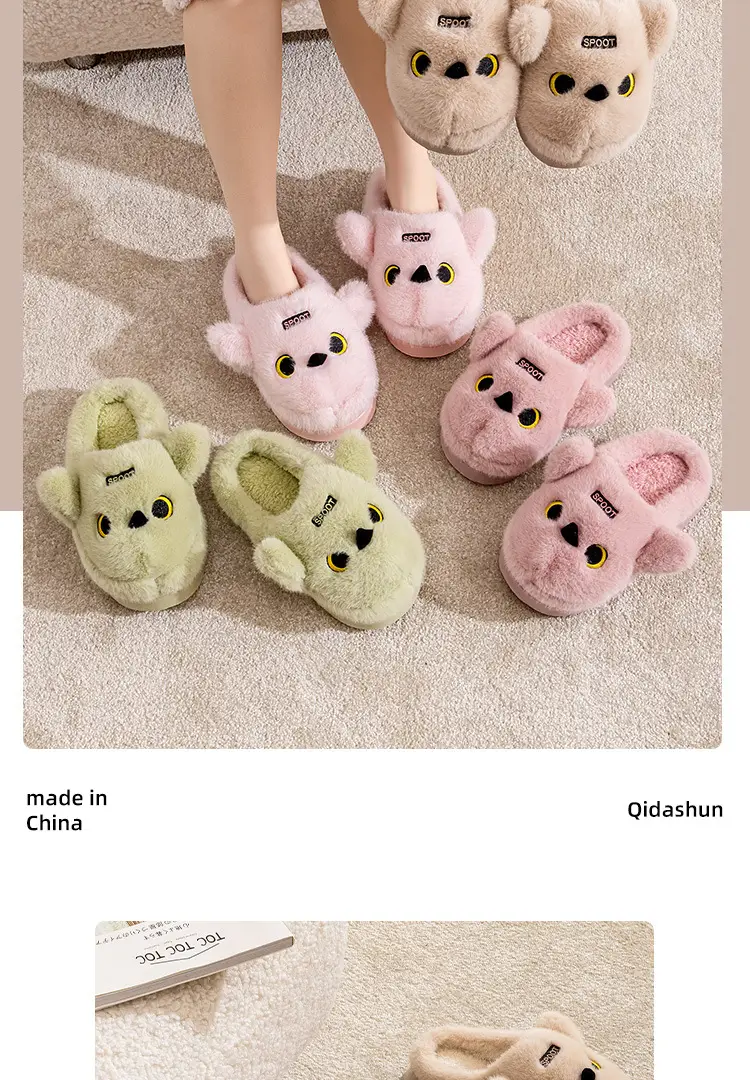 Cute Bear Design Cotton Slippers for Women — feature 10