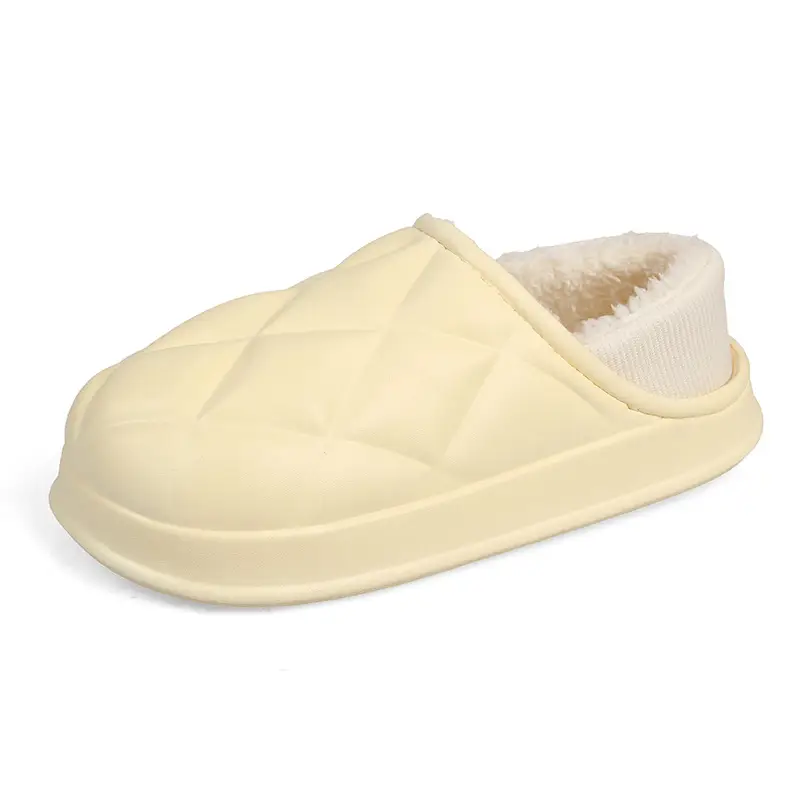 Winter Cotton Slippers with a Stepping-On-Clouds Feel for Women, Indoor Plush-Lined Closed-Back Slippers for Couples, Thick-Soled Warm Plush Slippers for Men