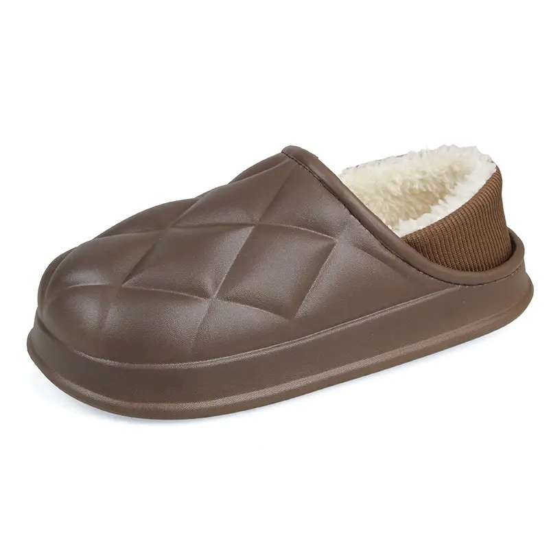 Winter Cotton Slippers with a Stepping-On-Clouds Feel for Women, Indoor Plush-Lined Closed-Back Slippers for Couples, Thick-Soled Warm Plush Slippers for Men