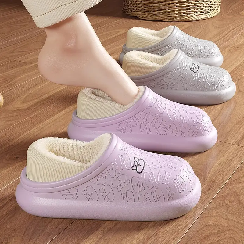 Spot Waterproof Cotton Slippers for Women Winter Home Indoor Household Non-Slip Plush Bag Heel Thick-Soled Cotton Shoes for Men Wholesale Winter - Image 5
