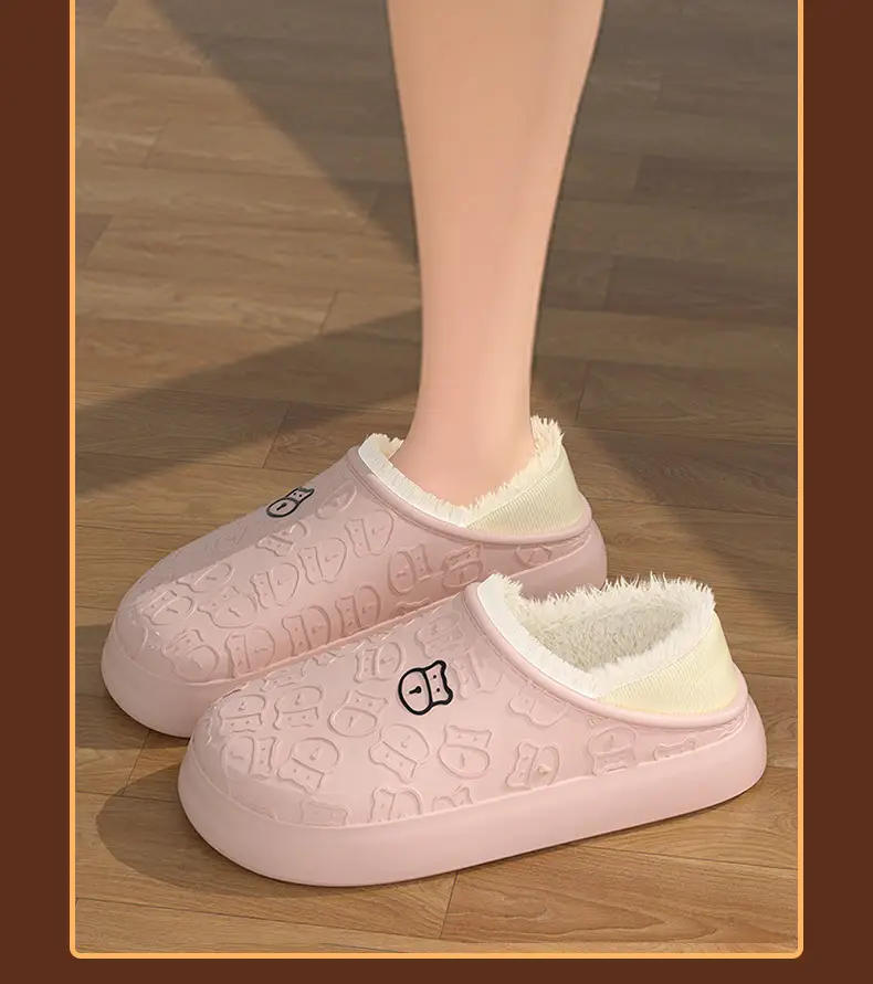 Spot Waterproof Cotton Slippers for Women Winter Home Indoor Household Non-Slip Plush Bag Heel Thick-Soled Cotton Shoes for Men Wholesale Winter — feature 12