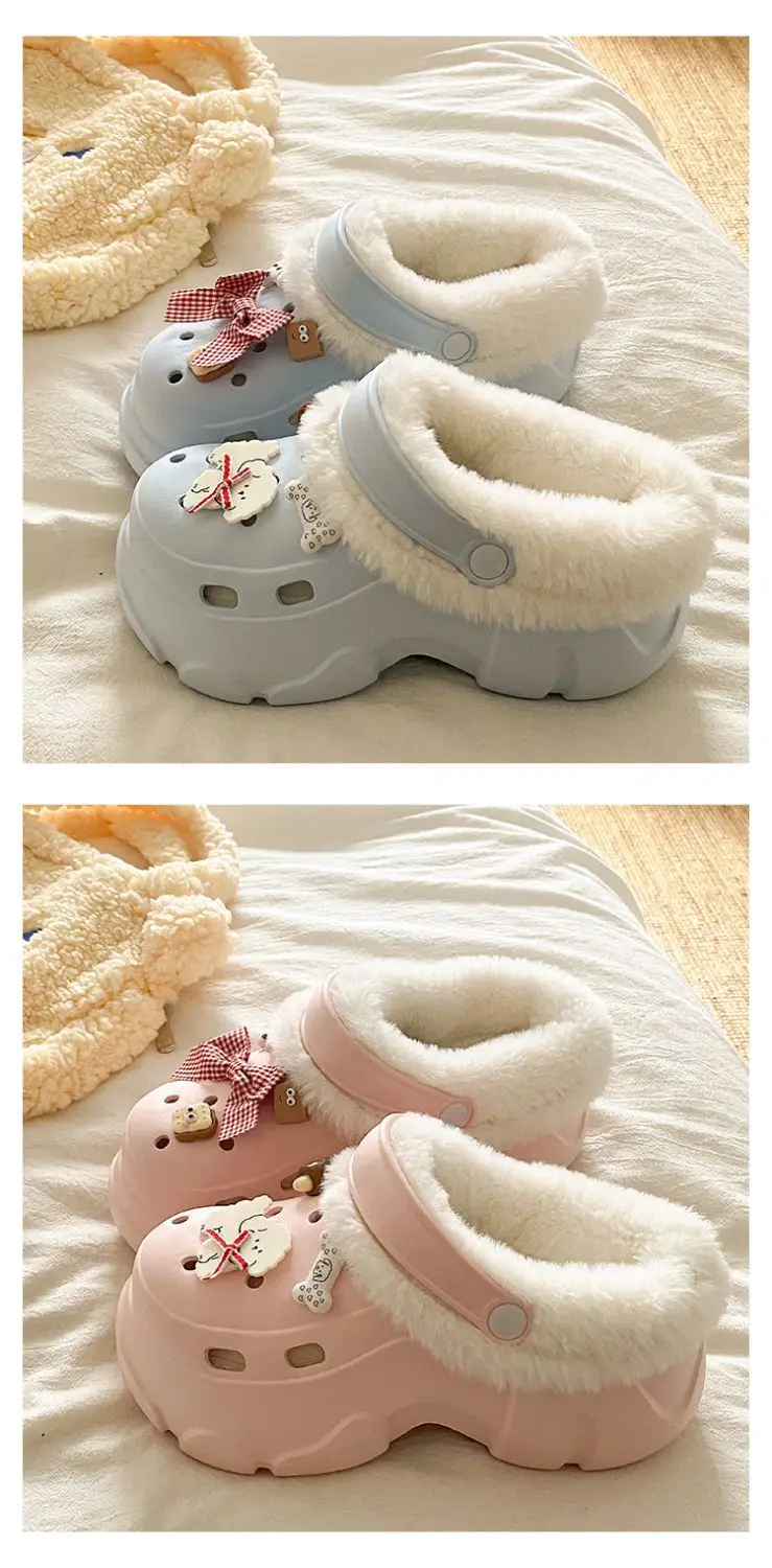 Pink Bowy Warm Thick Eva Slippers for Girls — feature 18