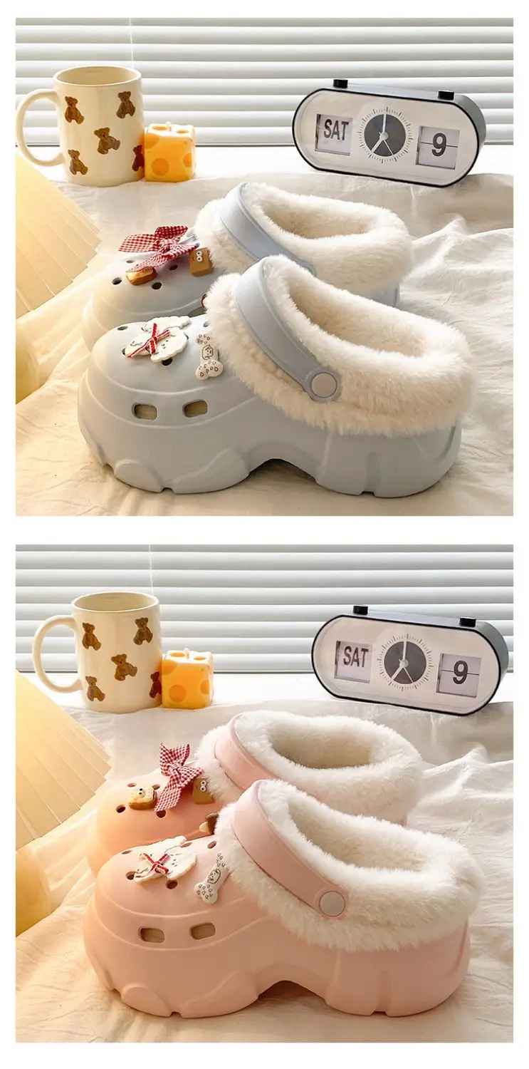 Pink Bowy Warm Thick Eva Slippers for Girls — feature 22