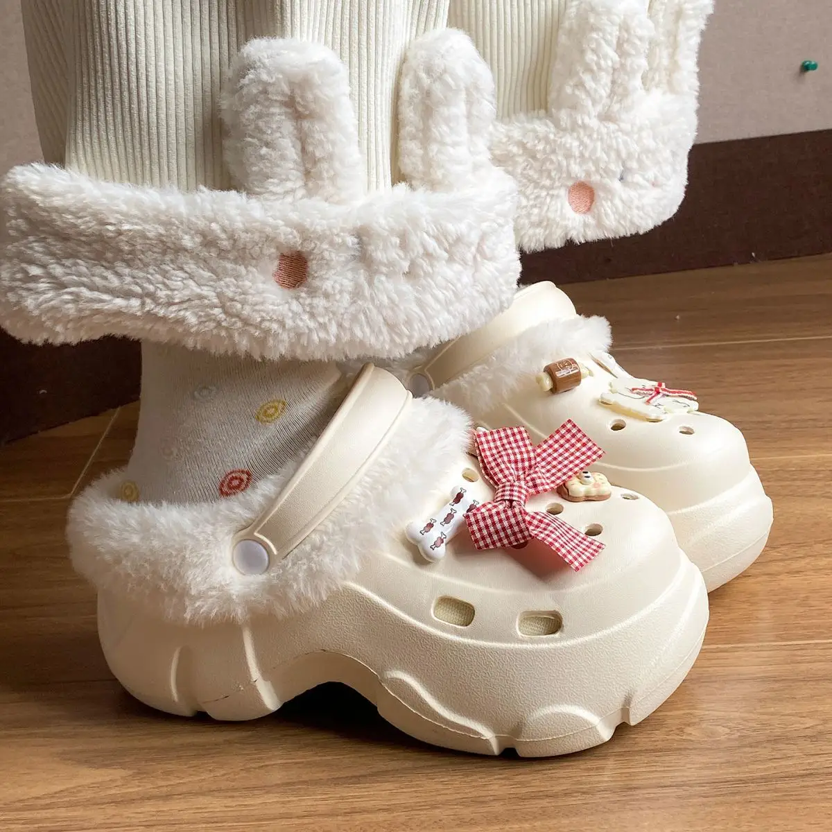 Pink Bowy Warm Thick Eva Slippers for Girls — feature 29