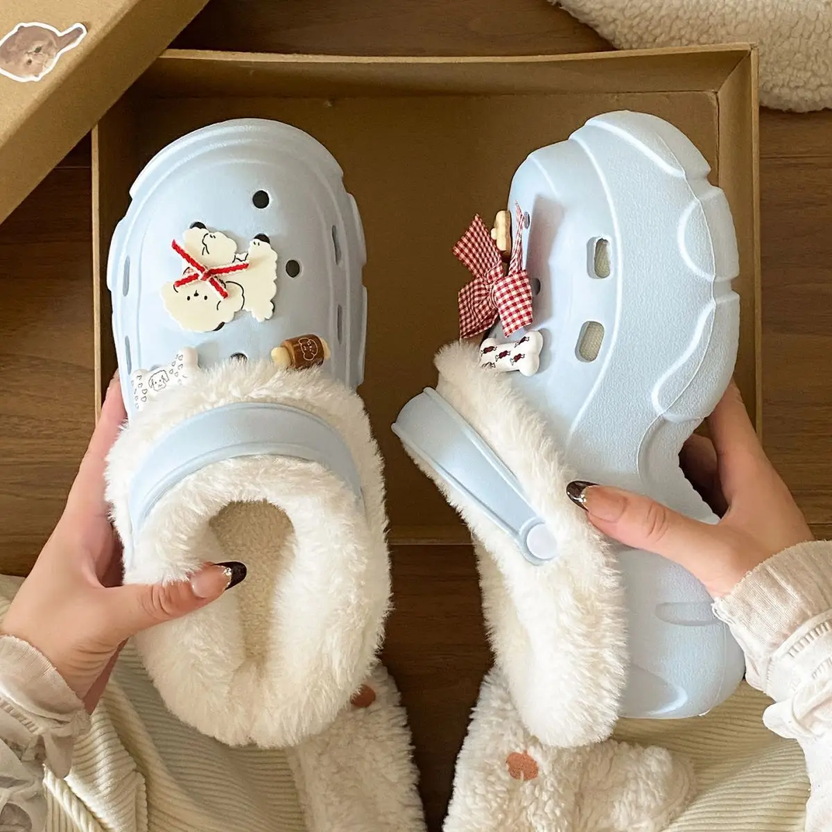Pink Bowy Warm Thick Eva Slippers for Girls — feature 33